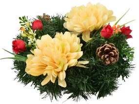Wianek na Dzień Zaduszny Pomarańczowe chryzantemy, 20 cm