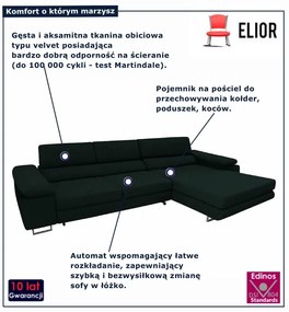 Ciemnozielony welurowy narożnik rozkładany A6-S71