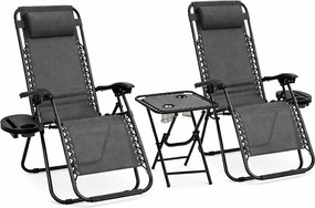 Zestaw 2 leżaków ogrodowych ze stolikiem Malibu TDC2503, kolor szary