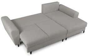 Jasnoszary rozkładany narożnik ze schowkiem z materiału bouclé (prawostronny/z szezlongiem) Kyoto – Cosmopolitan Design