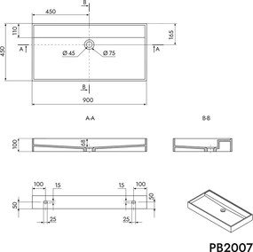Umywalka nablatowa / ścienna PB2007