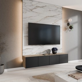 Szafka RTV wisząca LIVO 200 cm do Salonu pod Telewizor - Dąb artisan