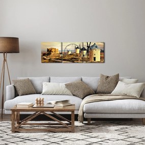 Obraz - Wiatraki (z zegarem) (90x30 cm)