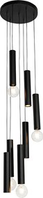 Designerska lampa wisząca czarna okrągła 7-świateł - Tuba