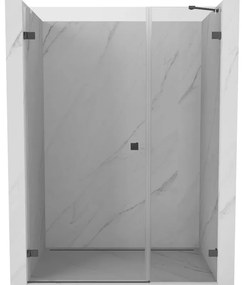 Mexen Lunar-B drzwi prysznicowe uchylne lewe 145 cm, transparent, gun gray szczotkowany - 832S-145-050-66-00-L