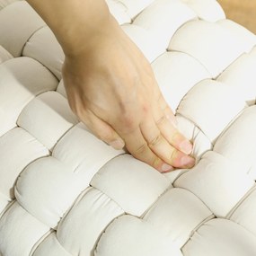 HOMCOM Nowoczesny Puf z Metalowymi Nogami, Miękkim Siedziskiem, do Salonu, Sypialni, Przedpokoju, Kremowy