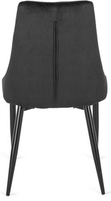Zestaw Stół Okrągły LINO 100 cm Orzech/Czarny i 4 Krzesła Tapicerowane do Salonu CORK Czarne Welurowe Nowoczesne Loft