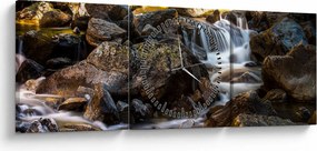 Obraz skalistego strumienia (z zegarem) (90x30 cm)