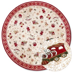 Czerwony okrągły dywan z mieszanki bawełny ze świątecznym motywem ø 160 cm Toy's Delight Red Christmas – Villeroy&amp;Boch
