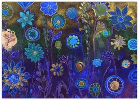 Obraz ciemnoniebieskich kwiatów (70x50 cm)