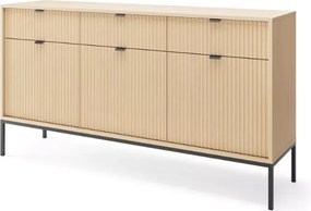 Cubero komoda 3 szuflady 154 cm nowoczesna ryflowany front metalowe nóżki