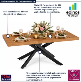 Duży stół rozkładany 160-240 cm dąb złoty + czarny C0-C97