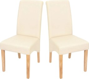 Krzesło do jadalni Cesena (zestaw 2 sztuk),  imitacja skóry matowa, kremowy, jasne nóżki