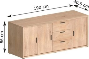 Komoda BRESSO 190 cm do Salonu Sypialni Dąb
