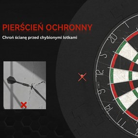 SPORTNOW Zestaw tarczy do darta z ochraniaczem, 6 lotek ze stalowymi grotami, sisal, tworzywo sztuczne, czarny