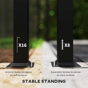 Outsunny Pawilon Ogrodowy, 3,3 x 4 m Namiot z Siatkowymi Zasłonami, Dwupoziomowy Dach, Pokrycie Skórą Ekologiczną, Metalowa Rama, Jasnoszary