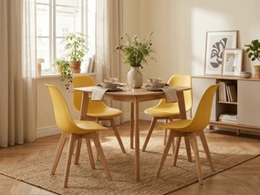 Musztardowe krzeslo KITO z bukowymi nogami