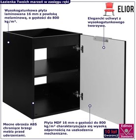 Ryflowana czarna szafka jednodrzwiowa do łazienki 40 cm M6-R41
