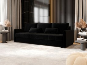 Czarna welurowa sofa rozkładana W3-M28