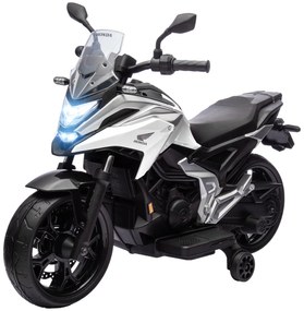 AIYAPLAY Motocykl Elektryczny dla Dzieci, Licencja Hondy, 3 km/h, Muzyka & Światło, 3-6 Lat, do 30 kg, Biały