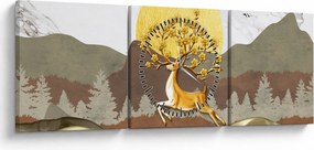 Obraz jelenia (z zegarem) (90x30 cm)