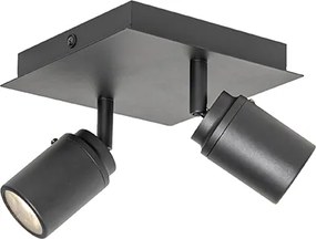 Nowoczesny reflektor łazienkowy czarny kwadratowy 2-światła IP44 - Ducha