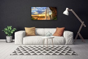 Obraz drukowany na płótnie Krystaliczny Wodospad Górski