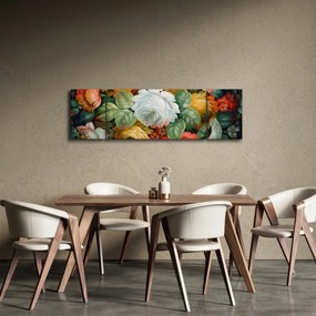 Obraz namalowanego bukietu kwiatów (170x50 cm)