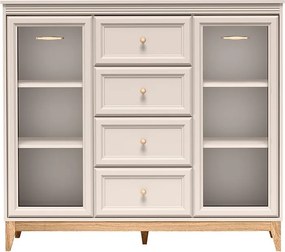 Witryna CUNEO 125,5 x 141,5 cm, Stojąca witryna do Salonu, Kaszmir