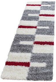 Dywan shaggy Gala szaro-kremowo-czerwony 80 cm x 250 cm