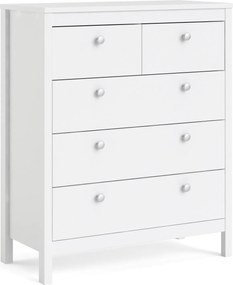 Funkcjonalna komoda pokojowa z szufladami Madrid 3+2 biały mat