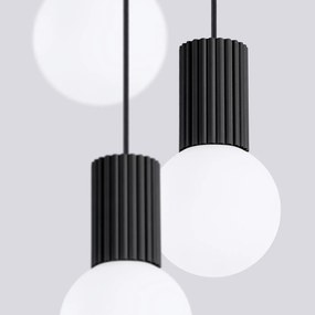 Lampa wisząca HALO 3P czarna ryflowana SOLLUX  LIGHTING