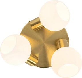 Plafon art deco złoty z opalowym szkłem 3-punktowy regulowany - Anouk