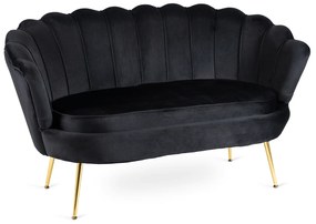 Sofa ZENDAYA Dwuosobowa Czarna Muszelka Glamour do Salonu