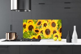 Panel Szklany do Kuchni Radosne Słoneczniki