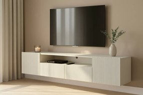 Szafka RTV wisząca Nicole 200 cm z wnęką i szufladami - kaszmir / kaszmir mat