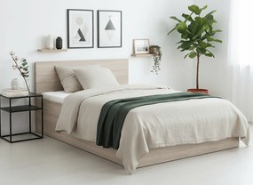 Łóżko SOFIA 160 x 200 cm, dąb sonoma Stelaż: Ze stelażem listwowym rolowanym elastycznym, Materac: Materac Deluxe 10 cm