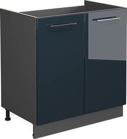 Szafka pod zlew ciemnoniebieski wysoki połysk 80x51.6x82 fame-line