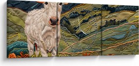 Obraz - Imitacja dzianego motywu (z zegarem) (90x30 cm)