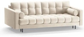 Kremowa aksamitna rozkładana sofa ze schowkiem 222 cm Bali – Cosmopolitan Design