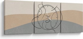 Obraz - Line art kiss (z zegarem) (90x30 cm)