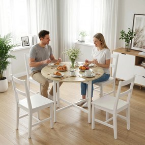 HOMCOM Składany stół do jadalni, okrągły stół o średnicy 80 cm z ramą stalową, miejsce dla 2-4 osób, wygląd naturalnego drewna | Aosom PL