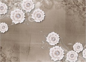Obraz na szkle - Draperie z kwiatami (70x50 cm)