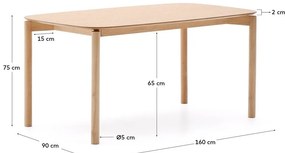 Stół w dekorze jesionu 90x160 cm Indara – Kave Home