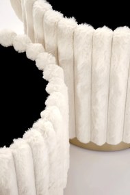 Pufy, zestaw 2 sztuk kremowo/złote FIDO ze schowkiem, plusz