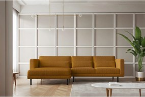 Narożnik w kształcie L Dani L, tkanina Poso, Musztardowy, Lewy