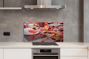 Panel szklany do Kuchni Romantyczna Kolacja z Sercami i Różami