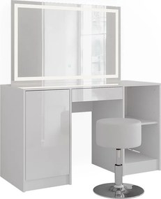 Stół do toalety biały/biały wysoki połysk 128.2x50.1x76 sherry