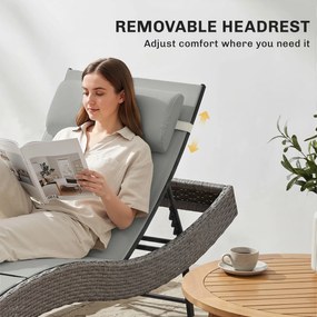 Outsunny Leżak z polirattanu w kształcie litery S, ogrodowy leżak z 5-stopniową regulacją oparcia, zagłówkiem, oddychający, odporny na UV | Aosom PL