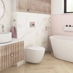 Miska WC wisząca bezkołnierzowa biała DECOS White MINI biała z deską wolnoopadającą Slim